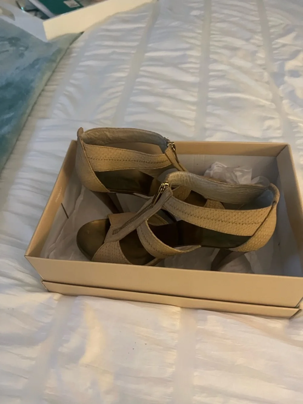Michael Kors Tan Strappy Front-Zip Women’s Heels